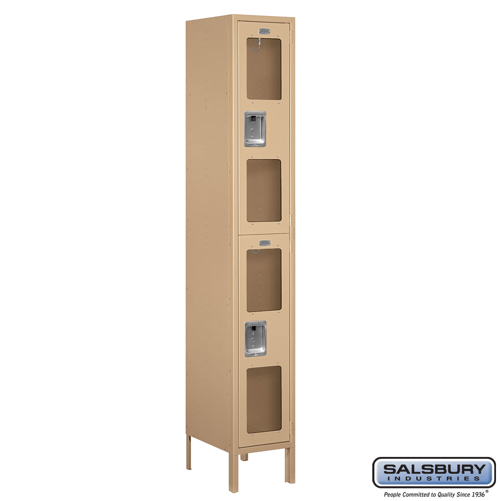 12" Wide Double Tier See-Through Metal Locker - 1 Wide - 6 Feet High - 15 Inches Deep - Tan - Assembled