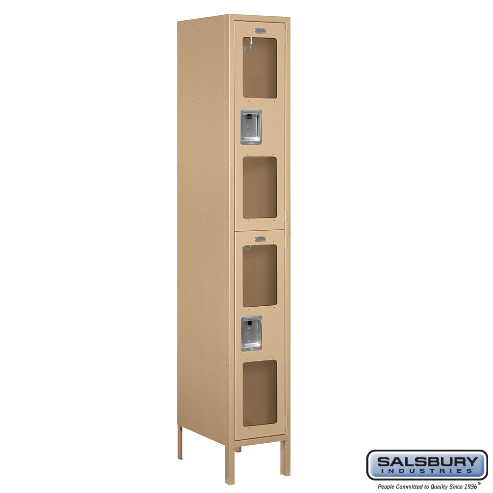 12" Wide Double Tier See-Through Metal Locker - 1 Wide - 6 Feet High - 18 Inches Deep - Tan - Assembled