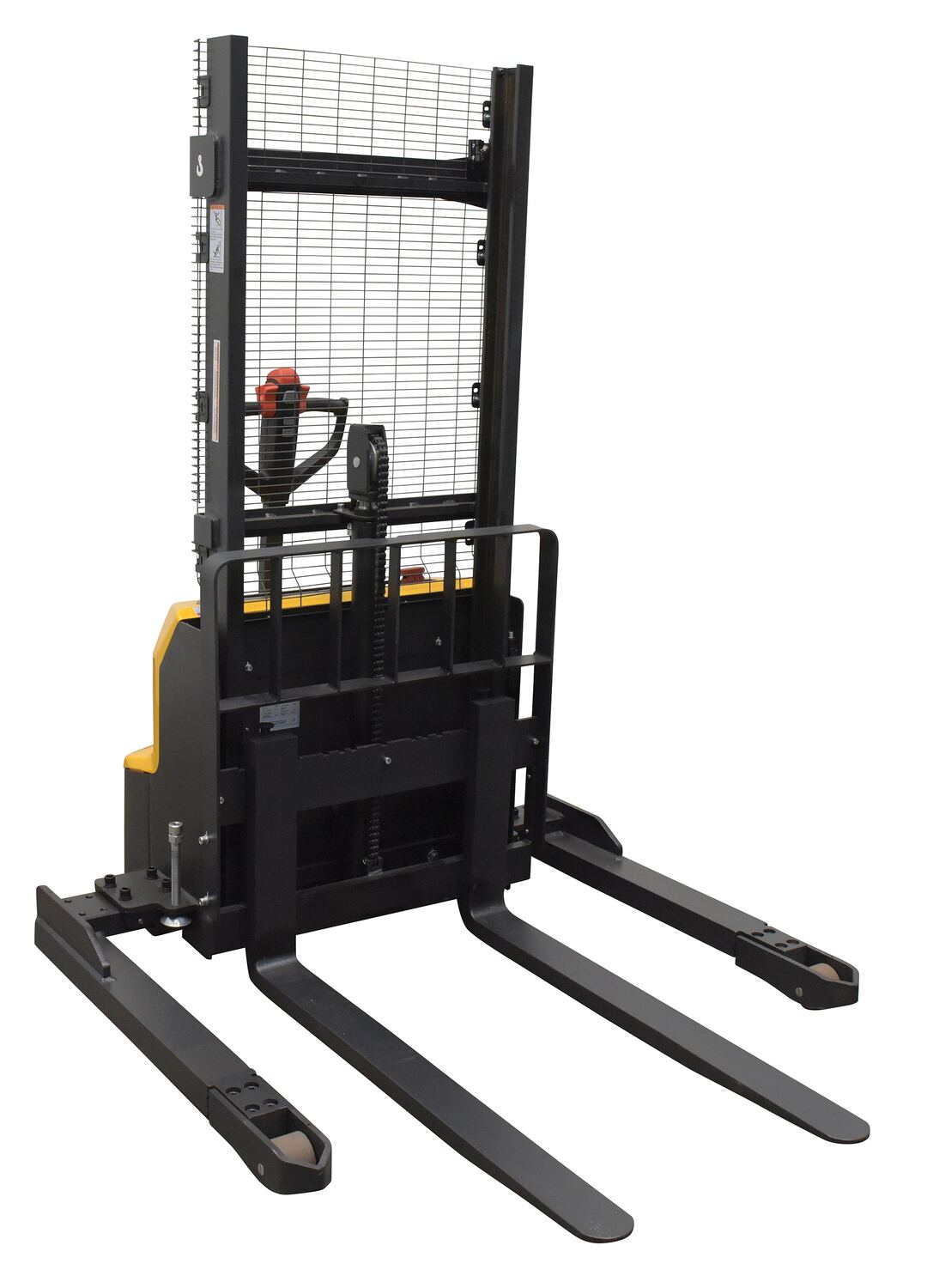 Steel Adjustable Powered Lift Stacker 63 In. Raised Height 2,600 Lb. Capacity Black