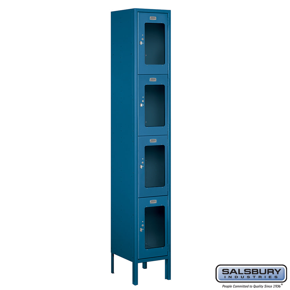 12" Wide Four Tier See-Through Metal Locker - 1 Wide - 6 Feet High - 12 Inches Deep - Blue - Assembled