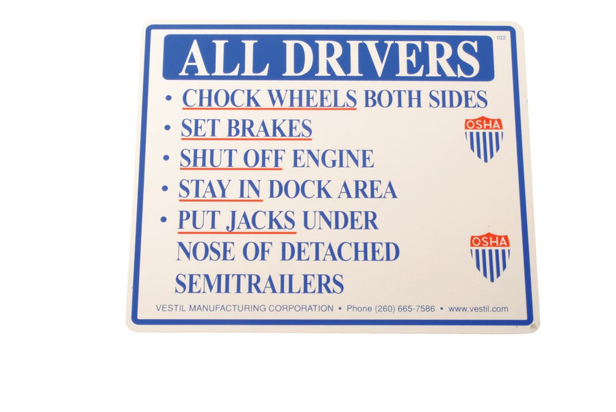 ALUMINUM DRIVER BEWARE INSTRUCTION SIGN - Model SAJ-1012