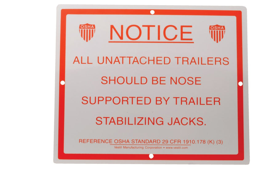 STABILIZING TRAILER INSTRUCTION SIGN