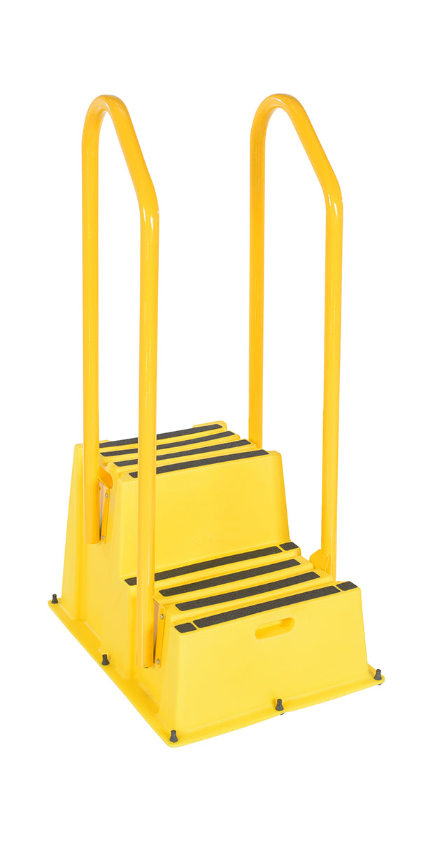 STEP POLY NESTABLE 2 STEP YL W/HANDRAILS