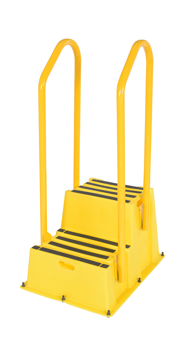 STEP POLY NESTABLE 2 STEP YL W/HANDRAILS