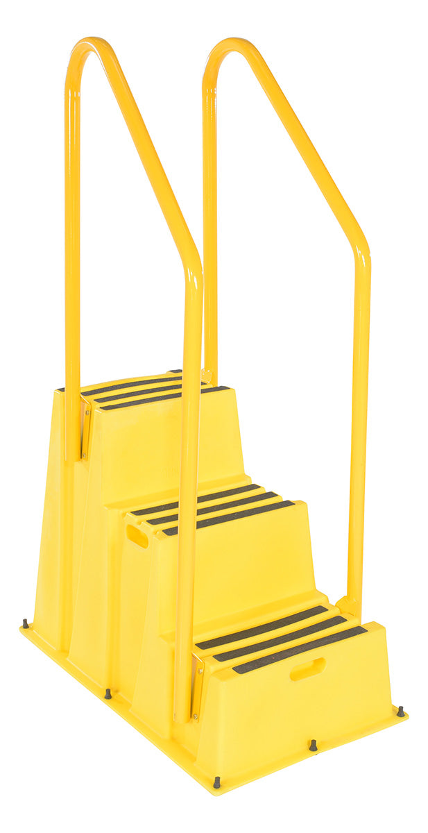 STEP POLY NESTABLE 3 STEP YL W/HANDRAILS