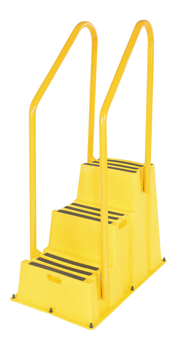 STEP POLY NESTABLE 3 STEP YL W/HANDRAILS