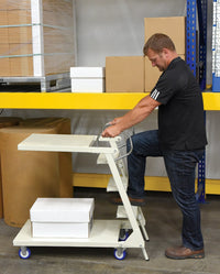 Thumbnail for Steel Cantilever Stock Picker Truck 41-3/8 In. x 20-1/2 In. x 40-7/8 In. 440 Lb. Capacity White