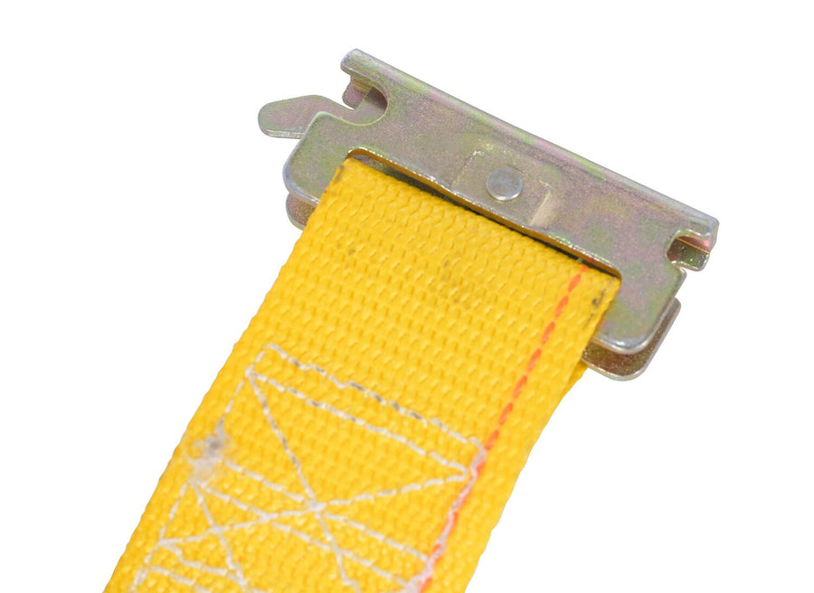 Polyester Ratcheting Cargo Strap with E-Clip 12 Ft. Working Length 1,335 Lb. Working Load Limit Yellow
