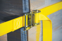 Thumbnail for Polyester Ratcheting Cargo Strap with E-Clip 12 Ft. Working Length 1,335 Lb. Working Load Limit Yellow