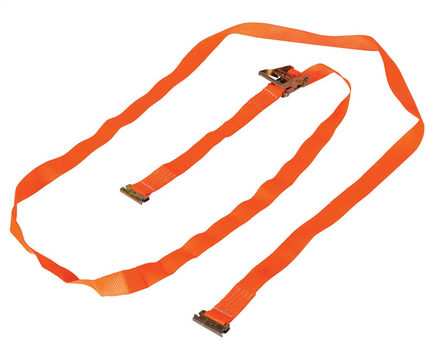 Polyester Ratcheting Cargo Strap with E-Clip 16 Ft. Working Length 1,200 Lb. Working Load Orange