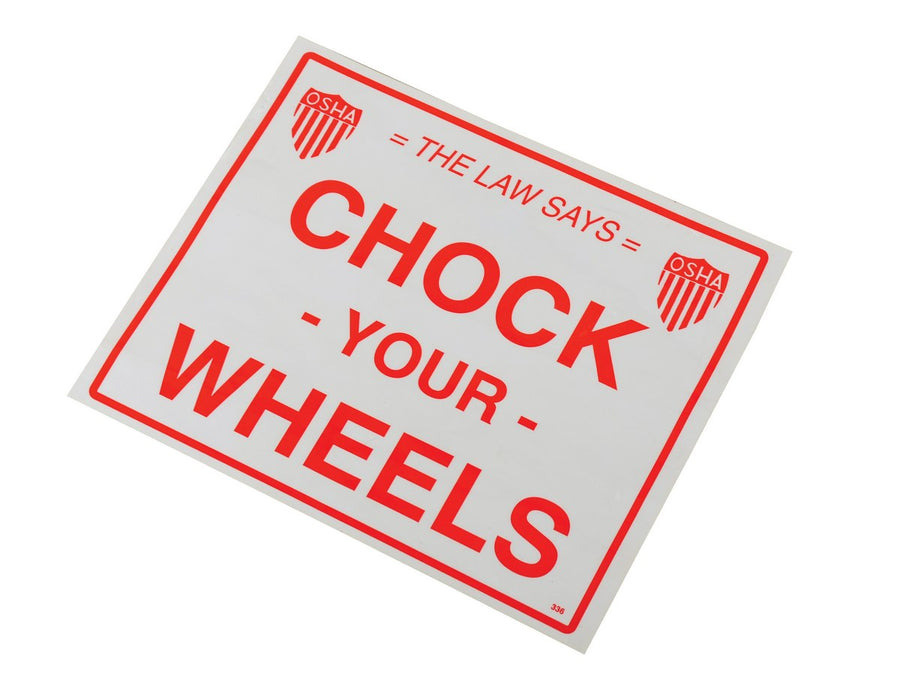 VINYL WHEEL CHOCK STICKER 11-3/4 X 9-3/4 - Model SV-1012