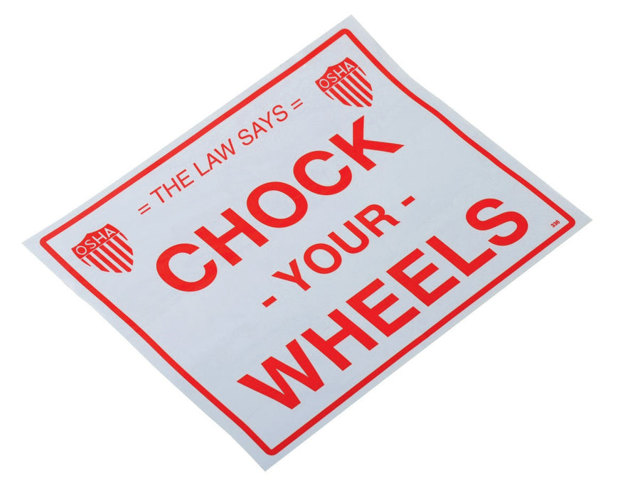 VINYL WHEEL CHOCK STICKER 11-3/4 X 9-3/4 - Model SV-1012