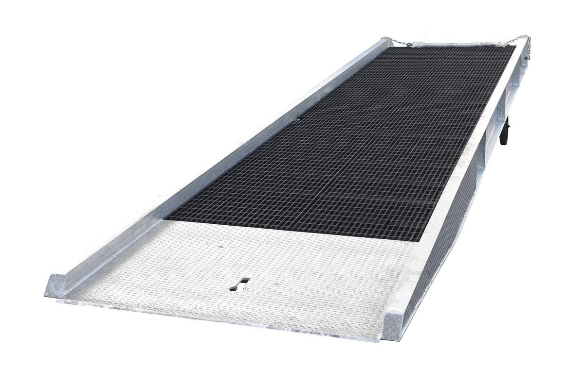 72"W x 30'L Aluminum Yard Ramp w/ Steel Grating & 16,000-lbs Capacity