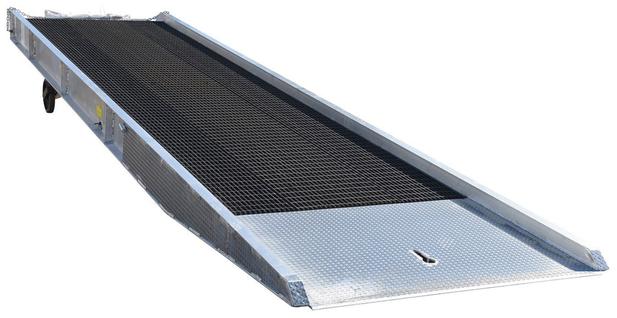 84"W x 30'L Aluminum Yard Ramp w/ Steel Grating & 16,000-lbs Capacity