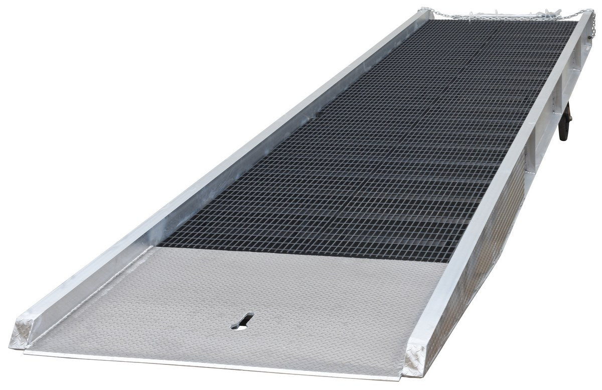 72"W x 30'L Aluminum Yard Ramp w/ Steel Grating & 30,000-lbs Capacity
