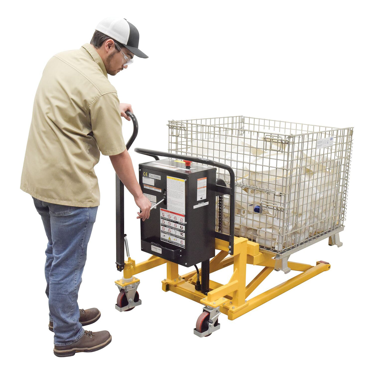 Steel Tote-A-Load DC Powered Fork Size 27 In. x 43 In. 2,200 Lb. Capacity Yellow