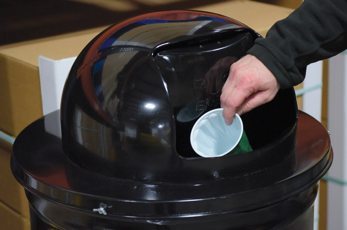 Steel Waste Disposal Top for 55 Gallon Drums Black