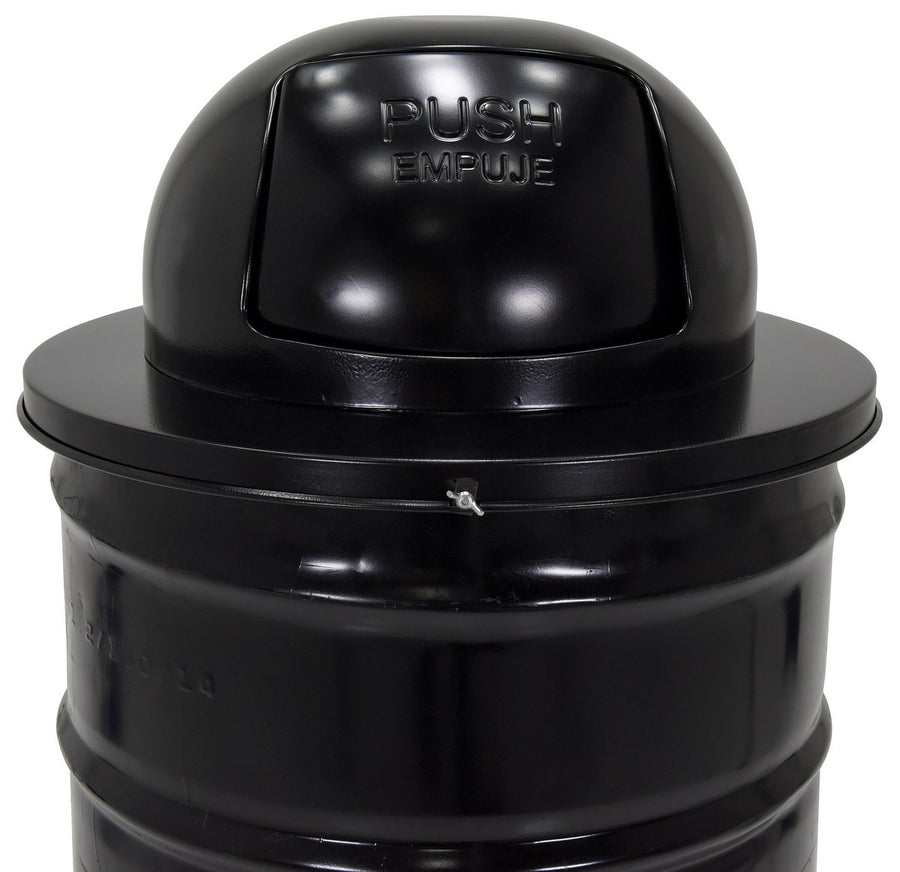 Steel Waste Disposal Top Dual Door for 55 Gallon Drums Black