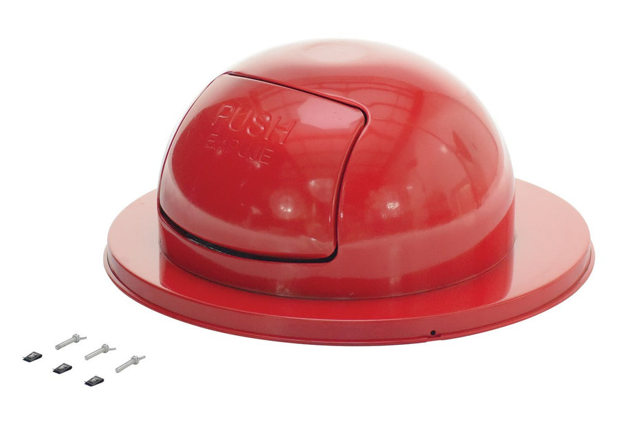 Steel Waste Disposal Top for 55 Gallon Drums Red