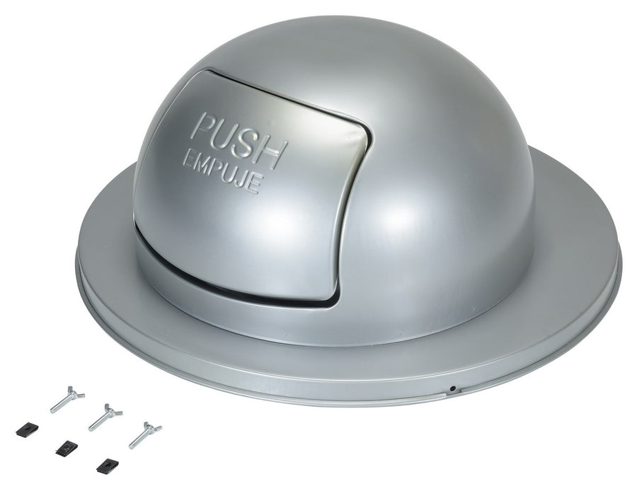 Steel Waste Disposal Top for 55 Gallon Drums Zinc Plated Gray