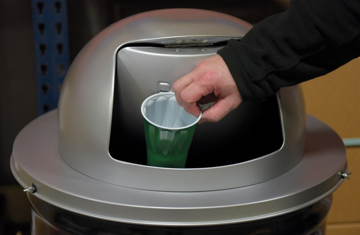 Steel Waste Disposal Top for 55 Gallon Drums Zinc Plated Gray