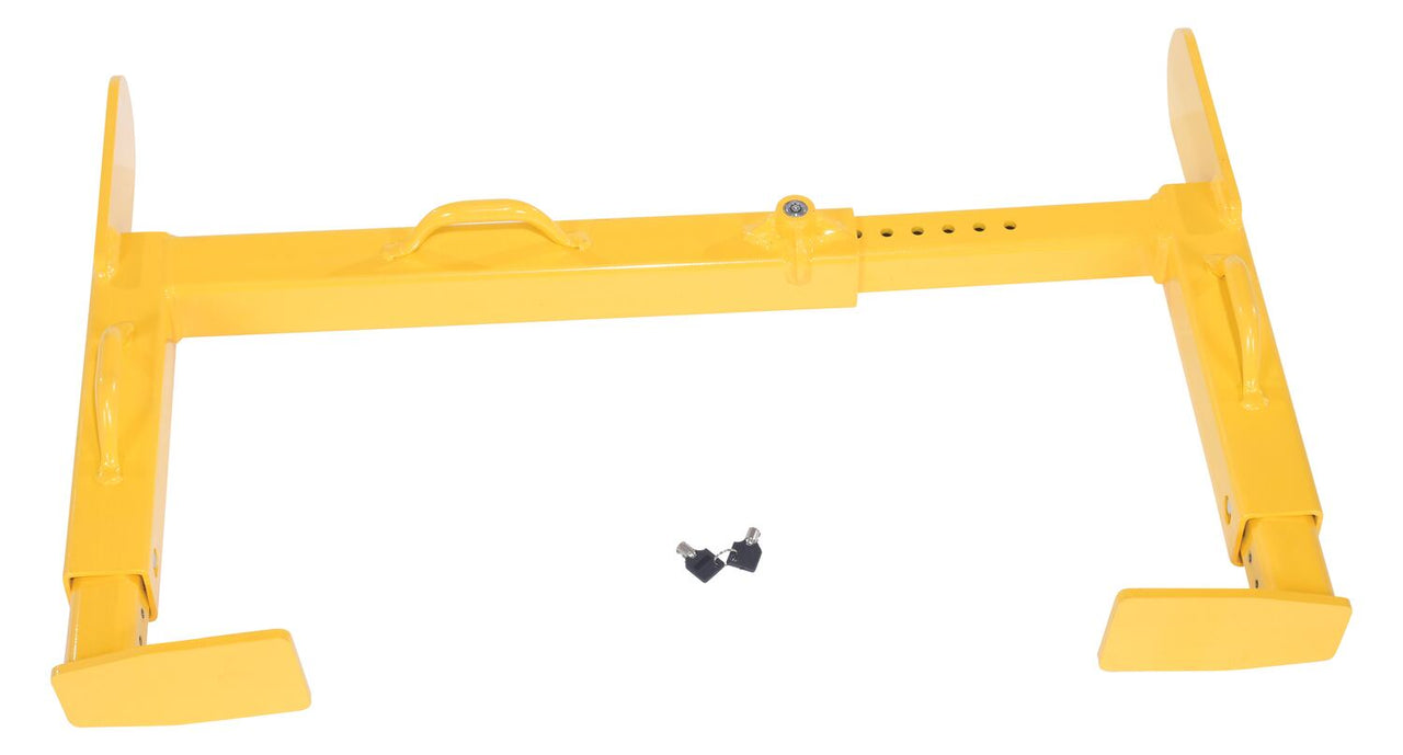 Steel Trailer Wheel Lock, 24 X 35 Usable, For Use On Dual Tires, Yellow