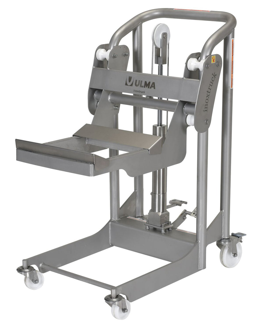 Vestil Stainless Steel Hydraulic Foot Pump Roll Handler - Adjustable Cradle 1-16in - ULM-HRH-850