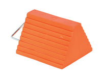 Thumbnail for Urethane Standard Wheel Chock with Handle 6 In. x 9-1/2 In. x 8 In. 20 Lb. Capacity Orange
