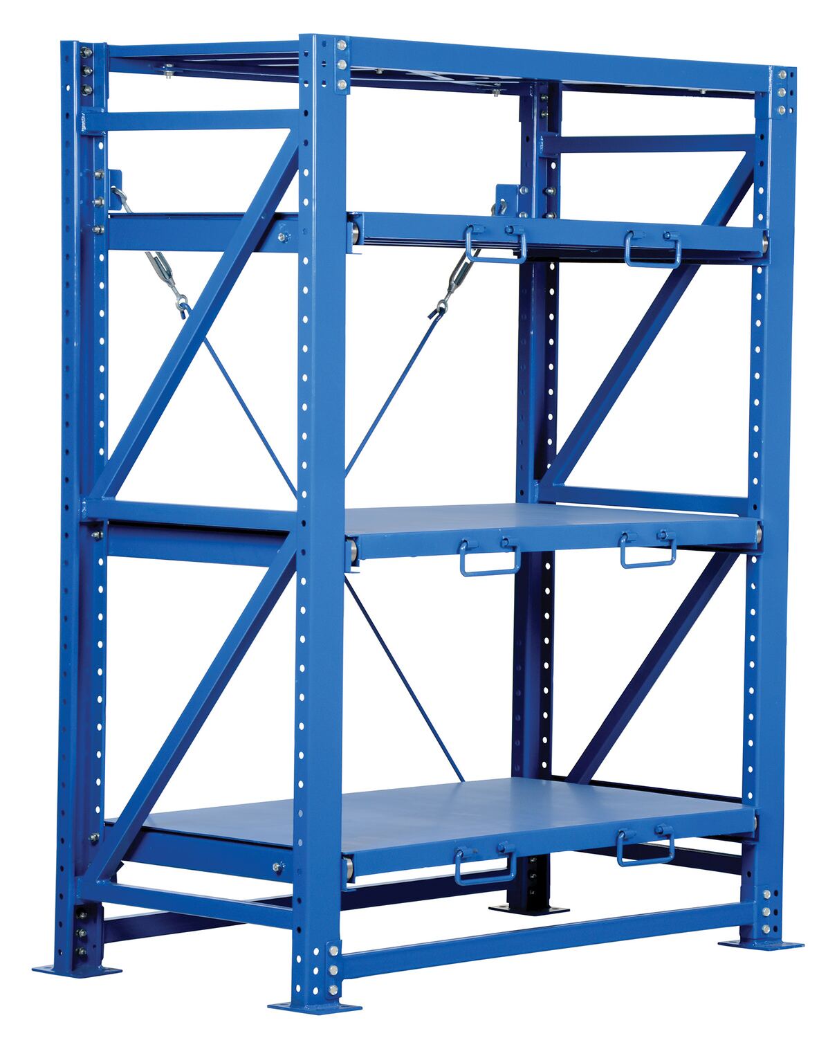 Steel Heavy Duty Roll-Out Shelving 32L X 60W X 80H 6,000 Lb. Capacity Blue