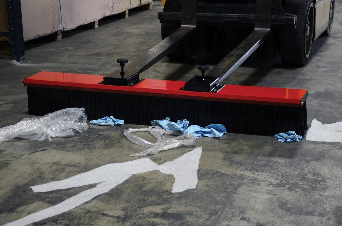 60"W Fork Truck Mount Brush Sweeper