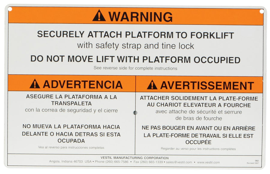 Work Platform Option: Caution sign