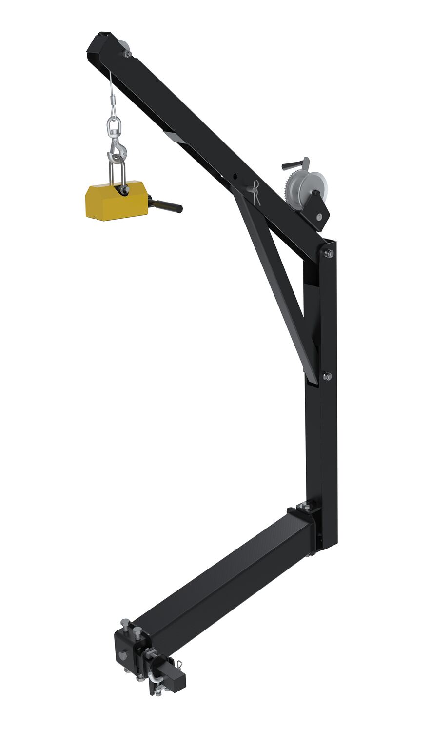 Steel Hitch Mounted Truck Jib Crane With Magnet 600 Lb. Capacity Black