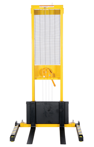 Steel Stacker with Adjustable Manual Hand Winch 770 Lb. Capacity Black / Yellow