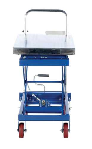 Steel Scissor Cart with Scale 19-1/2 In. x 32 In. 500 Lb. Capacity Blue/Silver