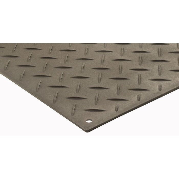 3' x 8' AlturnaMAT® Ground Protection Mat, One Smooth Side, Hand Holes, 120 Ton Capacity, Black - AM38S1HH8