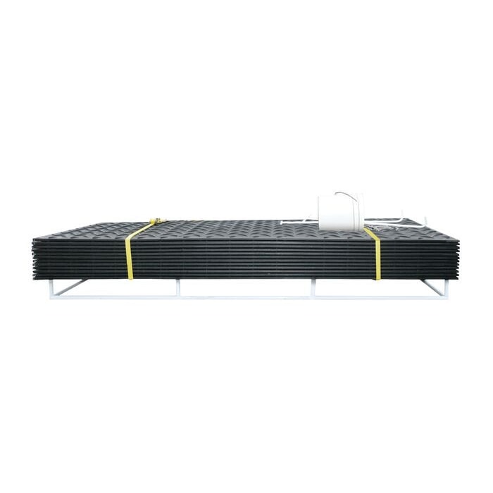 12 Pack, 3' x 8' AlturnaMAT® Ground Protection MatPak with Hand Holes, 120 Ton Capacity, Black - AMCP3HH8