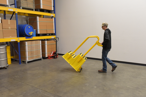 Polyethylene Nestable with Hand and Back Rails Casters 2 Step 500 Lb. Capacity Yellow