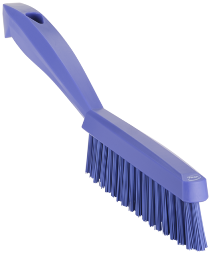 Vikan Narrow Hand Brush with short handle, 11.8", Extra stiff, Purple
