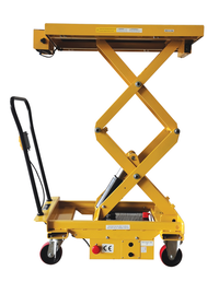 Thumbnail for Steel Hydraulic Scissor Cart DC Powered With Scale 20-1/2 In. x 39-3/4 In. 1,000 Lb. Capacity Yellow