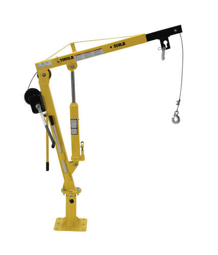 Steel Winch Truck Jib Crane 500 Lb. Extended Capacity Yellow