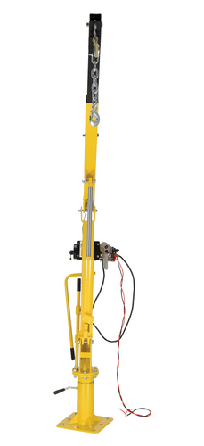 Steel DC Powered Winch Truck Jib Crane 44 In. Reach 1,000 Lb. Extended Capacity Yellow