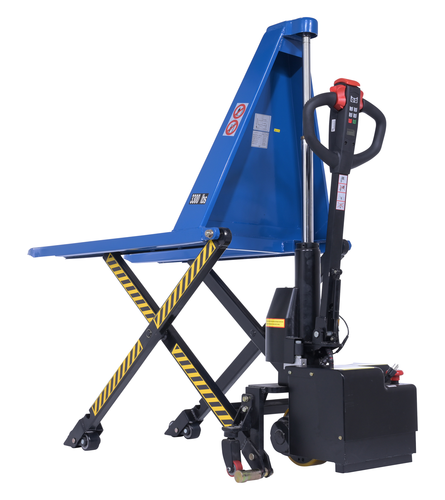 Steel DC Powered Tote Lift 27x45 Traction Drive 3000 Lb. Capacity Blue