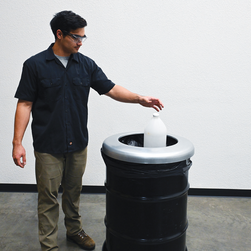Galvanized Can Bag Holder 55 Gallon Drum 16 In. Silver