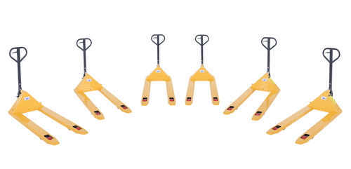 Steel (Quantity 6) Economy Pallet Truck Hand and Foot Release 62 In. x 29 In. x 48 In. 4,400 Lb. Capacity Yellow