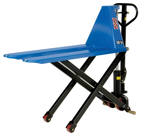 Steel Hand Pump Tote Lift 58 In. x 21 In. x 50 In. 3000 Lb. Capacity Blue