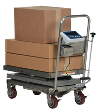 Thumbnail for Partially Stainless Steel Scissor Cart with Scale 19-1/2 In. x 32 In. 500 Lb. Capacity Blue/Silver