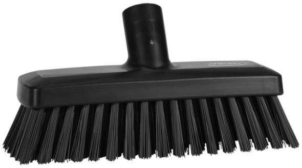 Compact Wall/Deck Scrub, 8.9" Stiff, Black