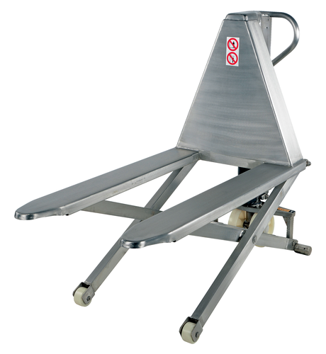 Stainless Steel Hand Pump Tote Lift 60 In. x 27 In. x 48 In. 2000 Lb. Capacity Blue