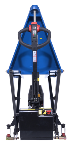 Steel DC Powered Tote Lift 27x45 Traction Drive 3000 Lb. Capacity Blue