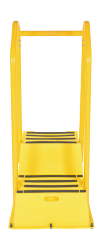Polyethylene Nestable with Hand and Back Rails Casters 2 Step 500 Lb. Capacity Yellow